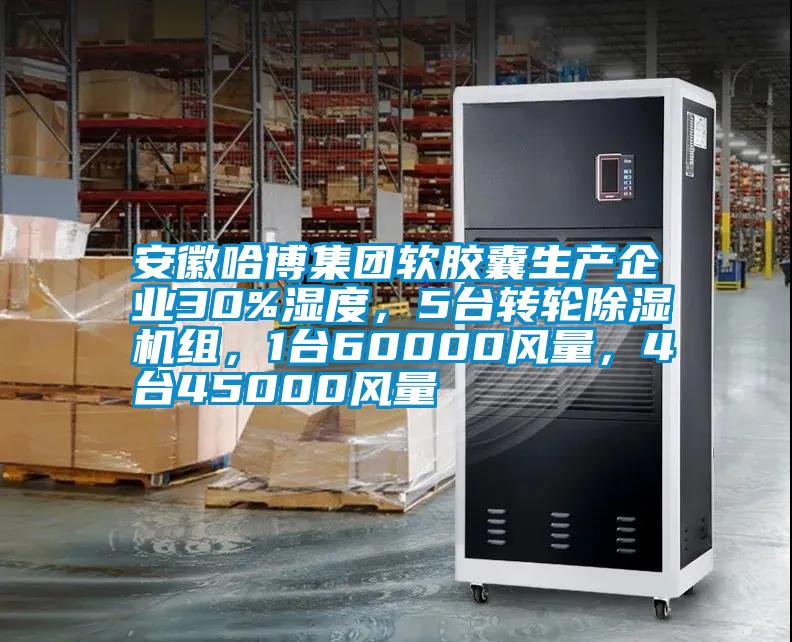 安徽哈博集團軟膠囊生產企業30%濕度，5臺轉輪除濕機組，1臺60000風量，4臺45000風量